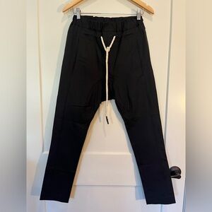 Bassike cotton blend drop crotch drawstring black minimalist contemporary pants